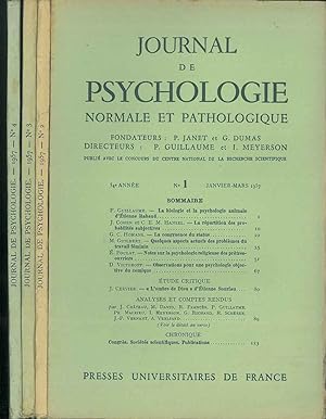 Journal de psychologie normale ed pathologique. 54° année, 1957, annata completa Fondatori: Pierr...