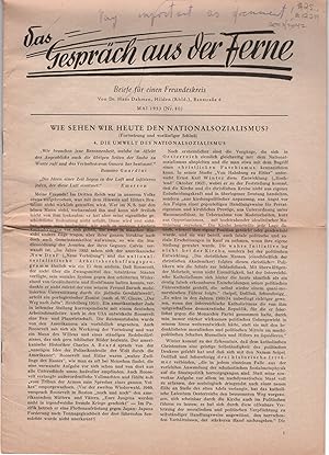 Das Gesprach aus der Ferne, Briefe fur einen Freundeskreis. Wie Sehen Wir Heute Den Nationalsozia...