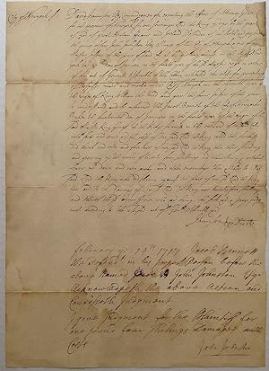 Exceedingly Rare Autographed Colonial Legal Document
