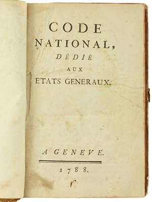 CODE NATIONAL DEDIE' AUX ETATS GENERAUX [suivi par]: LE BON SENS par un gentilhomme Breton.: