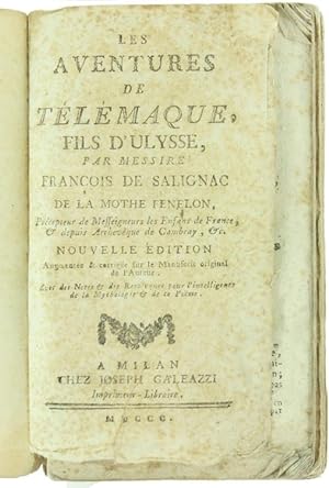 AVENTURES DE TELEMAQUE FILS D'ULYSSE. Nouvelle édition augmentée & corrigée sur le Manuscrit orig...