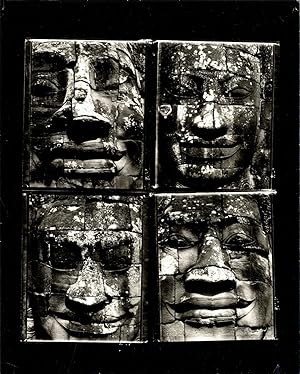 Bill Burke: "Four Faces at the Bayon, 1991" Vintage Toned Gelatin Silver Contact Print of Four Po...