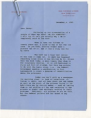 Archive of correspondence between producer Leland Hayward and Daniel Selznick regarding "My Six C...