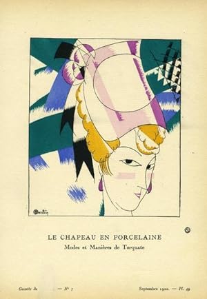 Le Chapeau En Procelaine: Modes et Manieres de Torquate Print from the Gazette du Bon Ton
