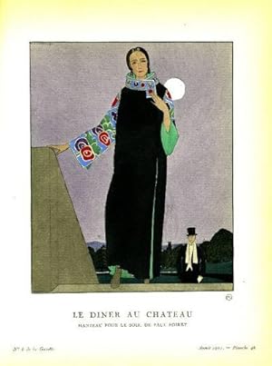 Le Diner au Chateau. Manteau pour le soir, de Paul Poiret. Print from the Gazette du Bon Ton