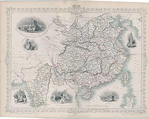 China and Birmah, antique map with vignette views