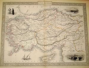 Asia Minor, antique map with vignette views