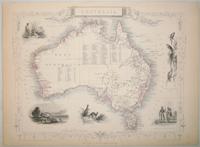 Australia, antique map with vignette views