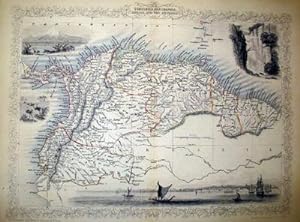 Venezuela, New Granada, Equador, and The Guayanas, antique map with vignette views