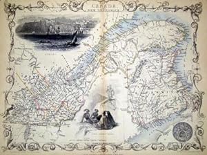 East Canada and New Brunswick, antique map with vignette views