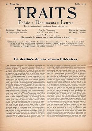 Traits. Poésie, Documents, Lettres. Revue indépendante paraissant douze fois par ans. IIIe année,...