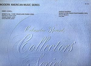 Cowell: Violin Sonata No. 1 & Shapero: Sonata for Piano Four-Hands [LP RECORD]