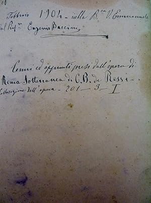 Manoscritto "Febbraio 1904 nella Biblioteca Vittorio Emanuele dal Prof. Eugenio Baccini - Cenni d...