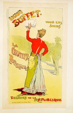 Affiche pour le Theatre de la Renaissance "Eugenie Buffet, la chanteuse populaire", Les Maitres d...