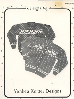 YANKEE KNITTER DESIGNS : WOMEN'S HEART SWEATER in Pullover & Cardigan : 1989, Pattern #15
