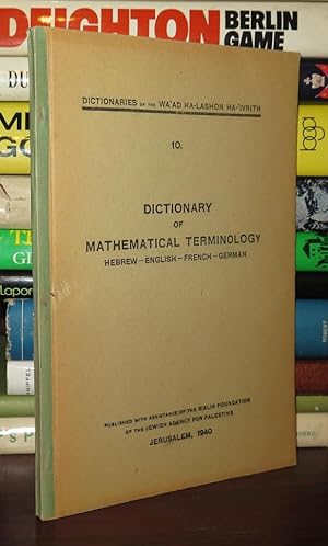 DICTIONARY OF MATHEMATICAL TERMINOLOGY Hebrew - English - French - German