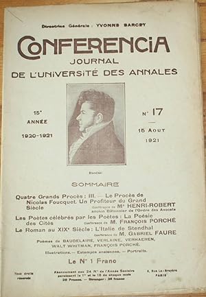 Conferencia 15e Année - 1920-1921 - N°17 du 15 Aout 1921