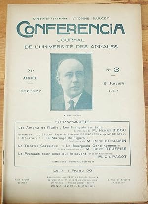 Conferencia 21e Année - 1926-1927 - N°3 du 15 janvier 1927