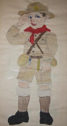 Homemade Book of Mounted Crayon Colored Cutouts of Boys in Costume