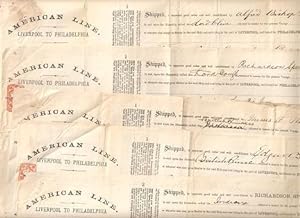 AMERICAN LINE, LIVERPOOL TO PHILADELPHIA -- Five (5) shipping manifests/ bills of lading, specify...