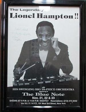 SIGNED POSTER: THE LEGENDARY LIONEL HAMPTON!! WITH HIS SWINGING BIG 18-PIECE ORCHESTRA:; Appearin...