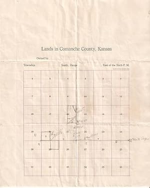 LANDS IN COMANCHE COUNTY, KANSAS:; Grid of 36 tracts, three marked as settled