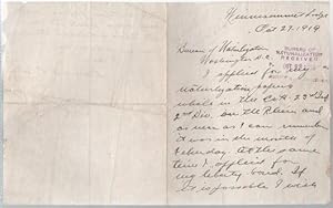 AUTOGRAPH LETTER SIGNED (ALS) FROM THIS IMMIGRANT, A U.S. ARMY VETERAN OF WORLD WAR I, TO THE BUR...