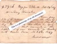 1847 HANDWRITTEN ORDER TO PAY J.W. & R.H. HOUSEL $27.36 FOR "BOATING WITH CANAL SCOW NO. 646" UPP...