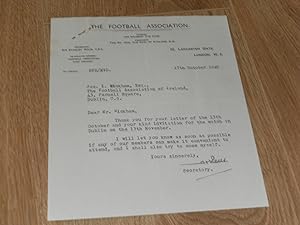 Typed Letter Signed from Stanley Rous Secretary Football Association on Official Football Associa...