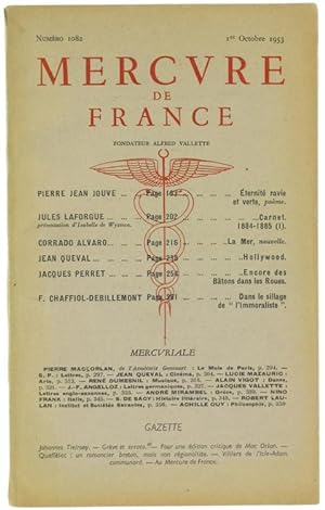 MERCURE DE FRANCE. Numéro 1082 - 1er Octobre 1953.: