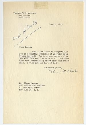 Typed Letter Signed to Edward Lazare