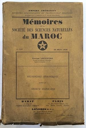 Mémoires de la Société des Sciences Naturelles du Maroc. No. XIV 25 Mars 1926
