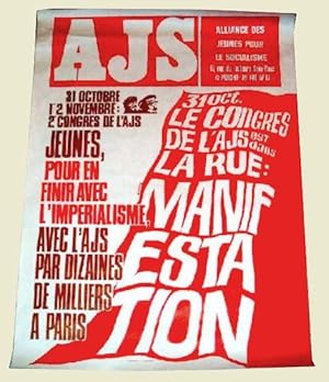 Affiche de années 70 de l'Alliance des jeunes pour le socialisme - 31 oct. Le Congrés de l'AJS es...