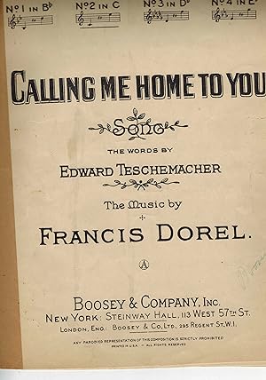 Calling Me Home to You - Vintage Sheet Music