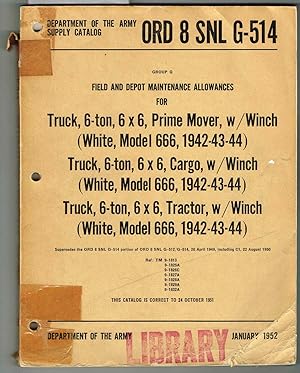 ORD 8 SNL G-514, FIELD/DEPOT M.A. TRUCK, 6-T.n, 6x6: Prime Mover, w/Winch (White, Model 666) - Ca...