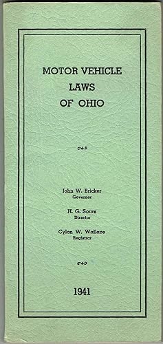 MOTOR VEHICLE LAWS OF OHIO, 1941 (John W. Bricker, Governor) + Civil Defense Chemical Warfare sheet