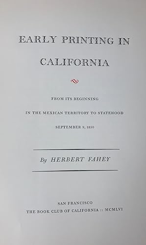 Early Printing in California
