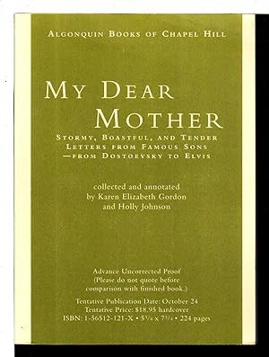 MY DEAR MOTHER, Stormy, Boastful and Tender Letters from Famous Sons