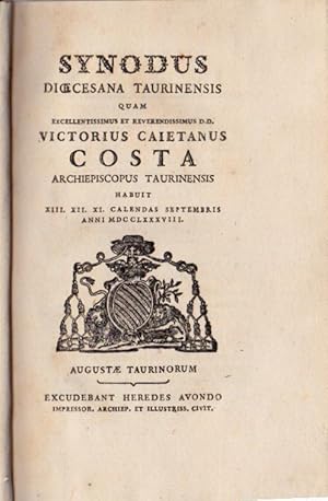 Synodo dioecesana Taurinensis quam exellentissimus et reverendissimus D.D. Victorius Caietanus Co...