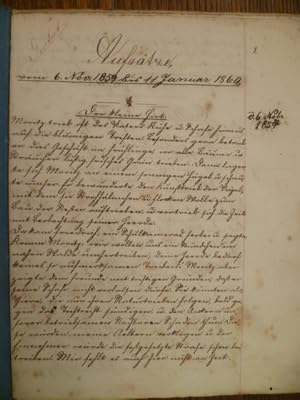 Aufsätze. Handschriftliche Aufzeichnungen vom 6. Nov. 1859 bis 11. Januar 1860. 62 S. OPp. (gekle...