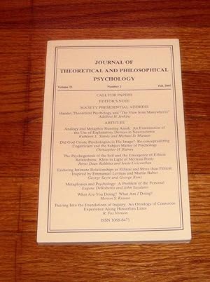 Journal of Theoretical and Philosophical Psychology Volume 25 Fall 2005