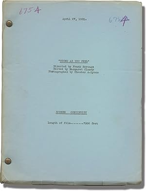 Young as You Feel (Original post-production script for the 1931 film)