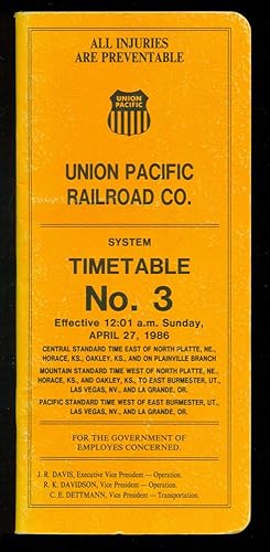 UNION PACIFIC RAILROAD : SYSTEM TIMETABLE No. 3 : Effective 12:01 am April 27, 1986