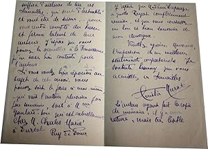Lettre autographe signée d'Amélie Murat (1882-1940). faite au chalet Sainte-Laure à Royat en 1917...