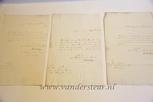 DUYN, VAN DER Drie brieven van de curator der hogeschool te Leiden, Van der Duyn, 1822, 1825 en 1...