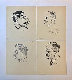 [Drawings, caricature MIESMAA, KARIKATUREN] Portretkarikaturen in inkt of potlood door Tanno Mies...