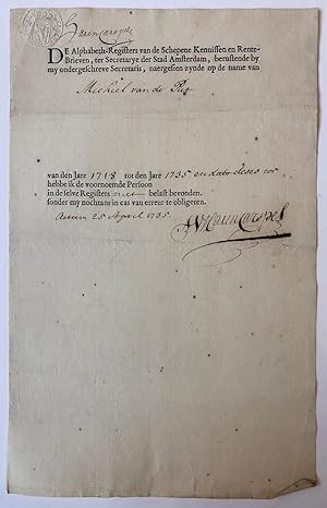 [PRINTED PUBLICATION, MANUSCRIPT, HARENCARSPEL, VAN; VAN DE PUT] Verklaring van A. van Harencarsp...