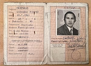 [Italy, Milano, Settala 1975] Identiteitsbewijs voor Giovanni Pietro Cavenago, geboren 10-7-1941 ...