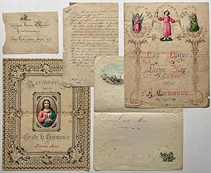 [Printed wishes 1894] Four calligraphed and decorated (relief print) wishes (wensen) for parents ...