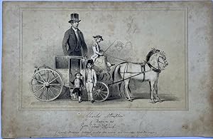 Lithography of dwarf 19th century | Portrait of (the carriage of) Charles Stratton, known as Gene...